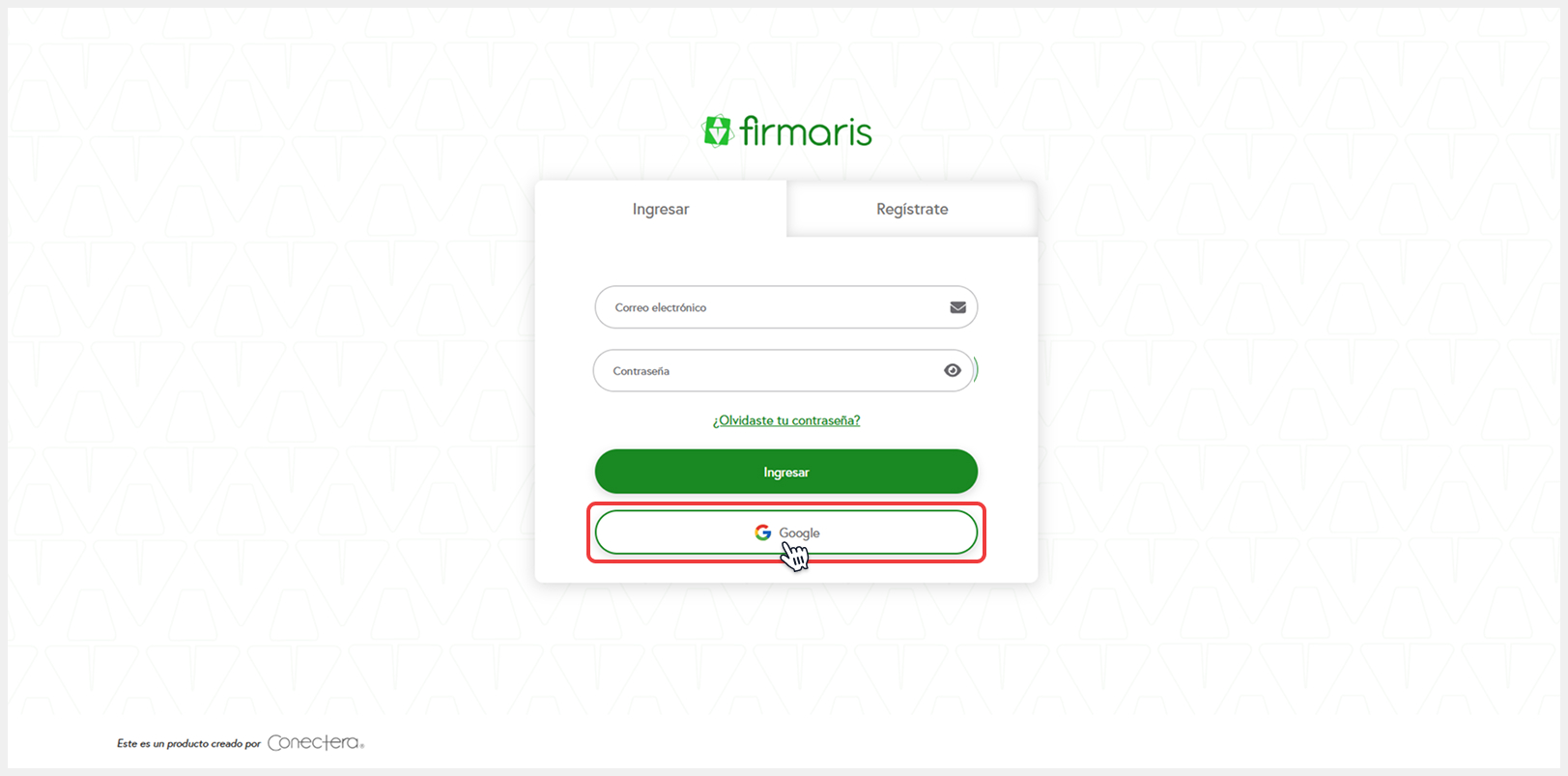 Opción de ingreso con Google