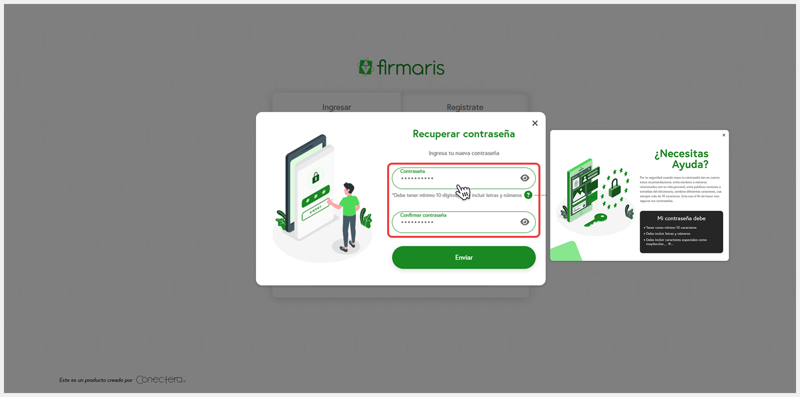 Formulario de nueva contraseña