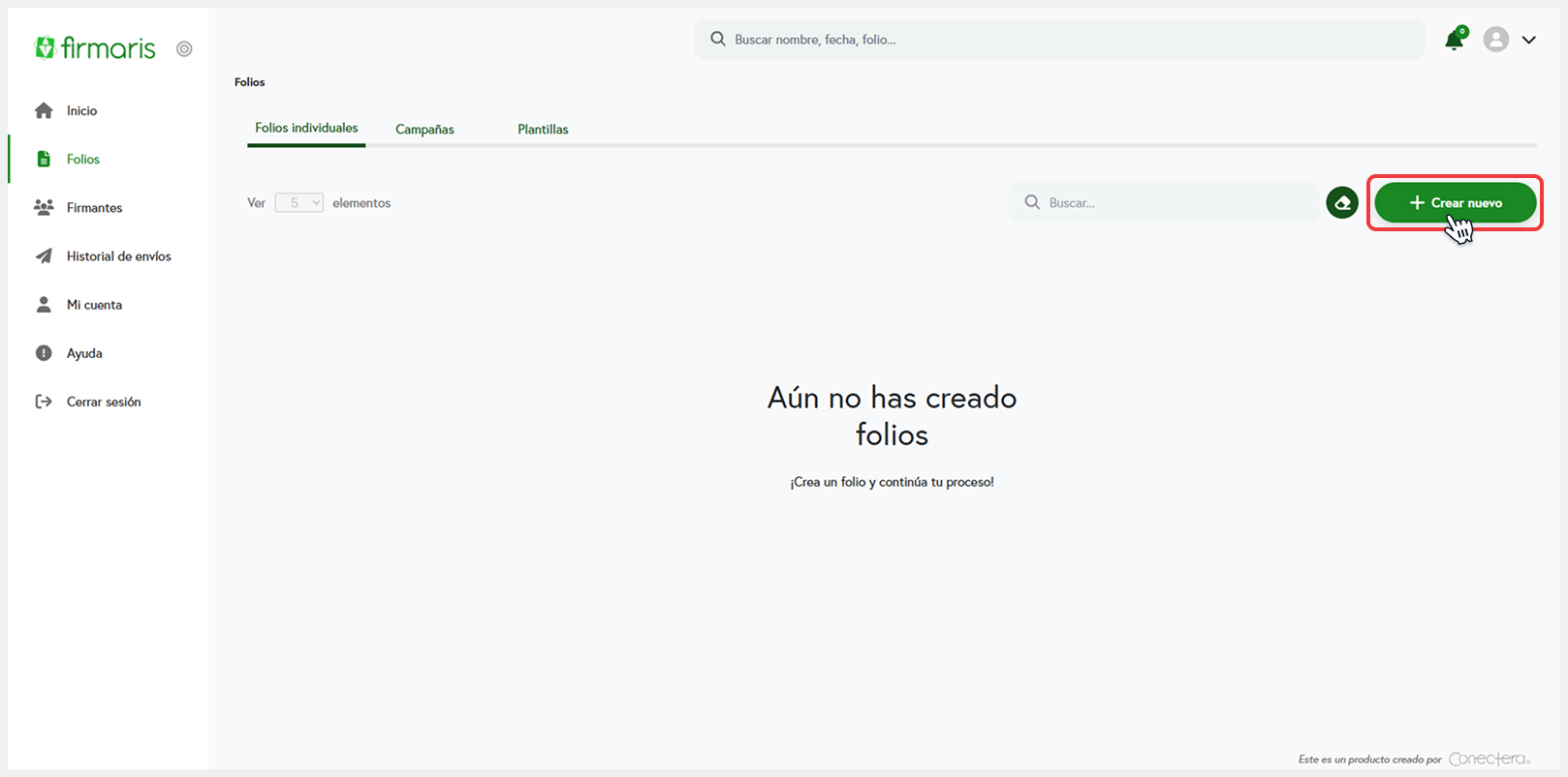 Crear folios