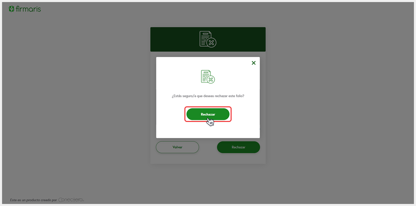 Confirmación de rechazo